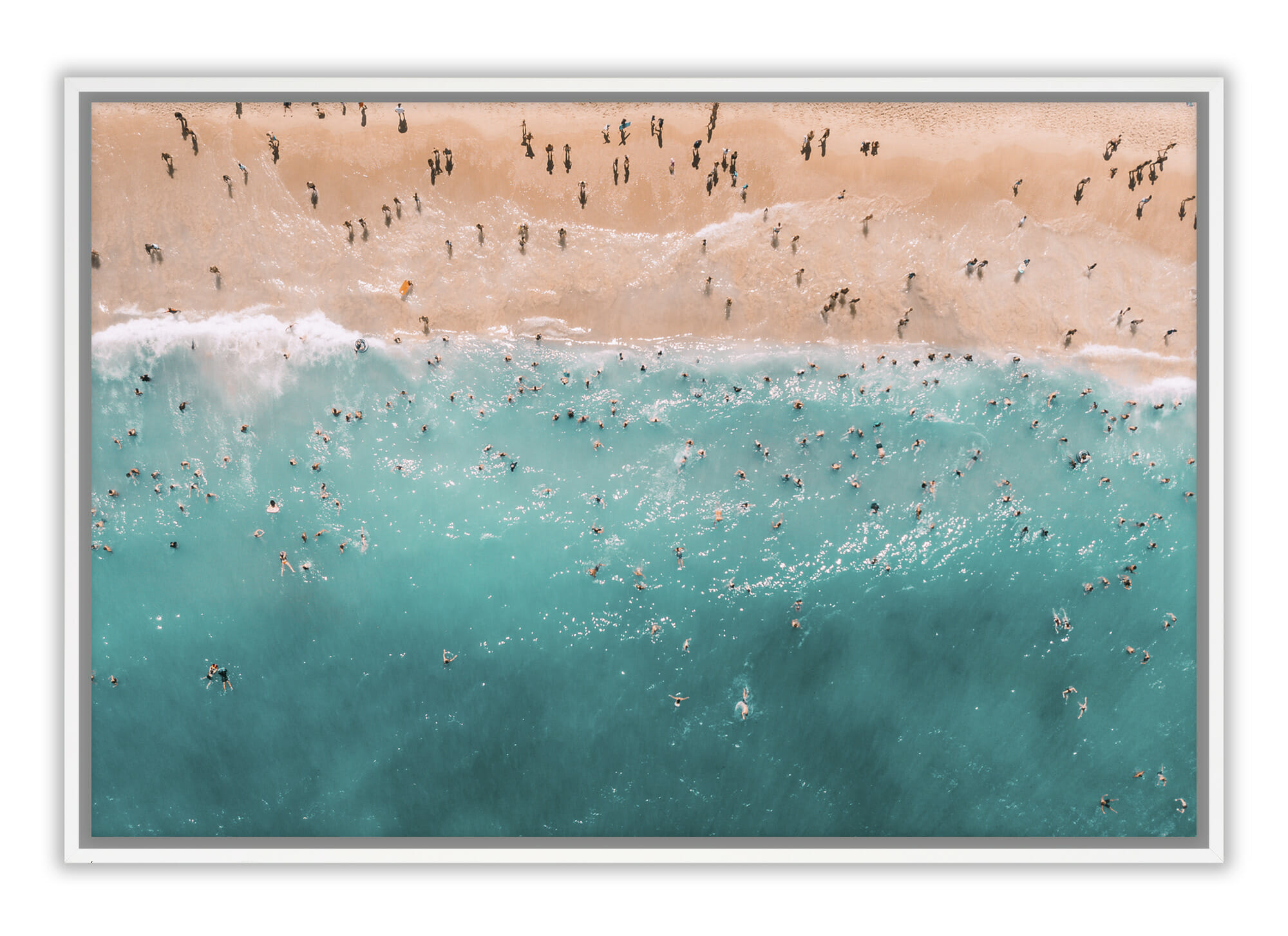 birds eye view of beach filled with people